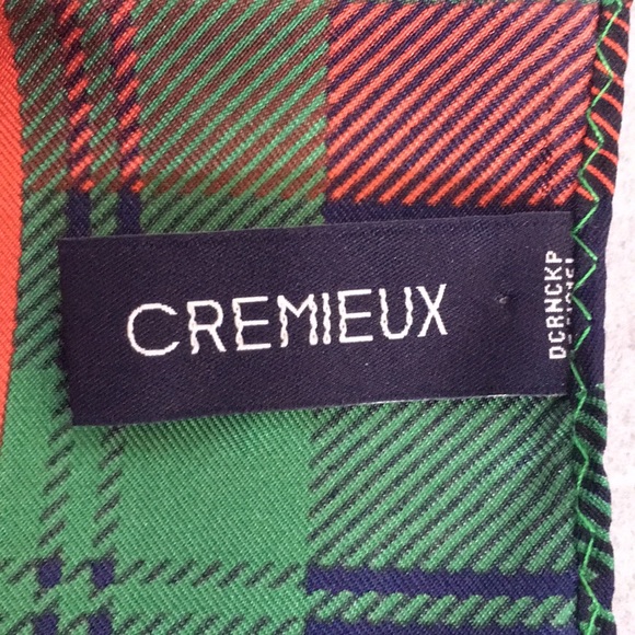 NWOT Cremieux Silk Square Scarf Red      W/ Green Plaid - Picture 7 of 8